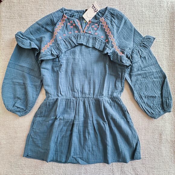 NWT Tea Collection Crinkle Crepe Boho Ruffle Dress 12 - Picture 1 of 7